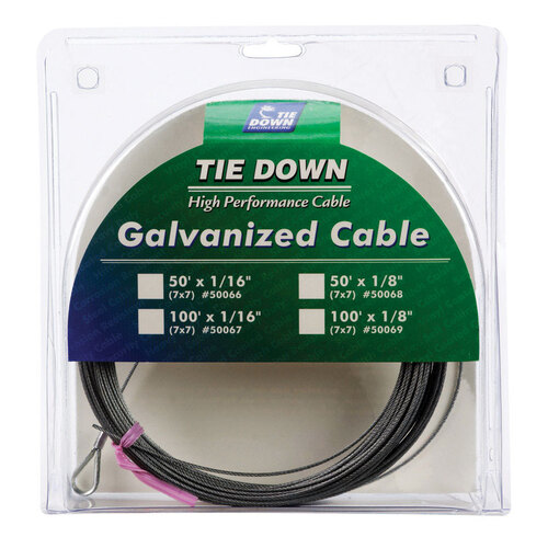 Tie Down Engineering 50067 Aircraft Cable Galvanized Galvanized Steel 1/16" D X 100 ft. L Galvanized
