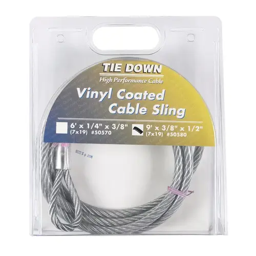 Tie Down Engineering 50580 Cable Sling Clear Vinyl Galvanized Steel 3/8" D X 9 ft. L Clear Vinyl