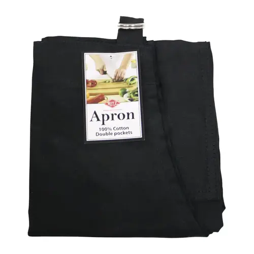 Apron Black Cotton Solid Black - pack of 3