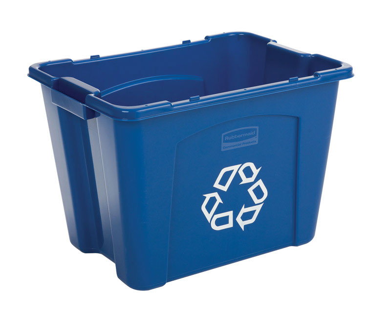 Rubbermaid 571473BLUE Recycling Tote 14 gal Blue Resin Blue