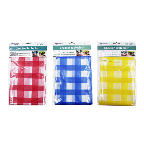 Tablecloth Assorted Checkered Vinyl Disposable 72" L X 52" W Assorted