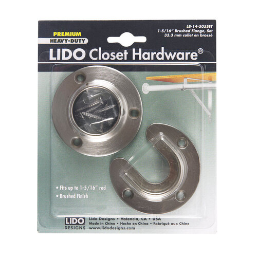 Lido LB-14-505SET Closet Flange Set 1-5/16" D Brushed Steel Brushed