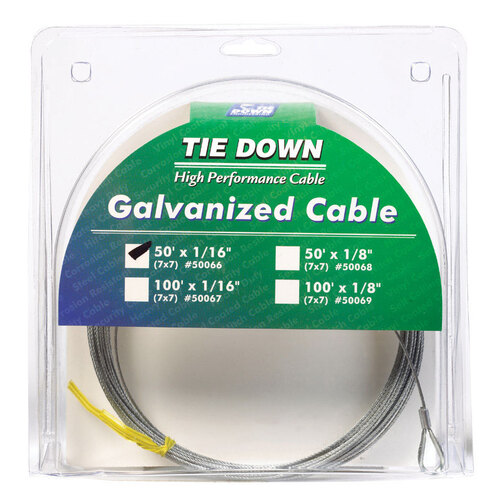 Tie Down Engineering 50066 Aircraft Cable Galvanized Galvanized Steel 1/16" D X 50 ft. L Galvanized