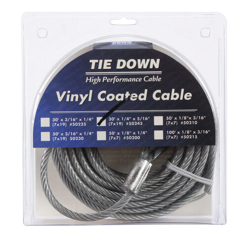 Tie Down Engineering 50245 Aircraft Cable Vinyl Coated Galvanized Steel 1/4" D X 30 ft. L Vinyl Coated