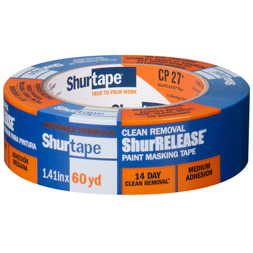Painter\'s Tape Shurrelease 1.41" W X 60 yd L Blue Medium Strength Painter's Tape Blue - pack of 24