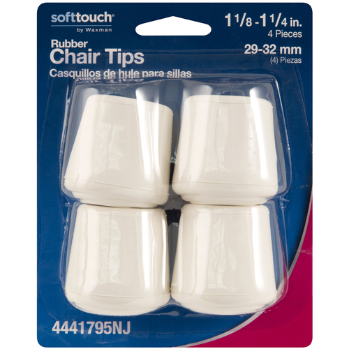 Table/Chair Leg Tip Rubber White Round 1-1/8" W X 1.5" L White