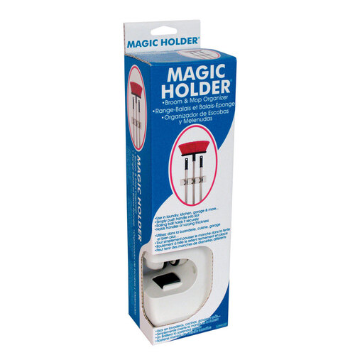 Broom/Mop Holder Magic Holder 3-9/32" H X 2-13/16" W X 12-9/16" L Plastic White