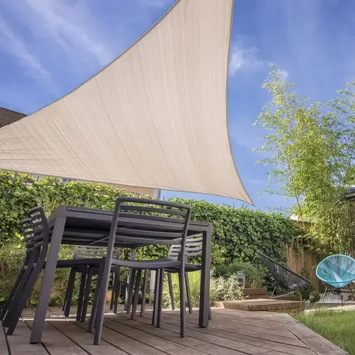 Triangle Shade Sail Canopy Ready-To-Hang Polyethylene Shade Sail 16.5 ft. H X 16.5 ft. W X