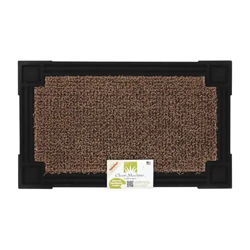 GrassWorx 10374050 Door Mat Clean Machine 30" L X 18" W Black/Brown Indoor and Outdoor Polyethylene Nonslip Door Black/Brown