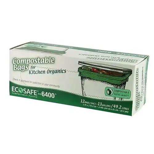 Eco-Safe GKL032194 EcoSafe-6400 13 Gal. Compostable Green Trash Bag (12-Count)