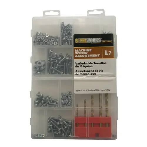 Machine Screw Kit Assorted in. S X 1/2" L Combination Pan Head Zinc-Plated Steel Zinc-Plated