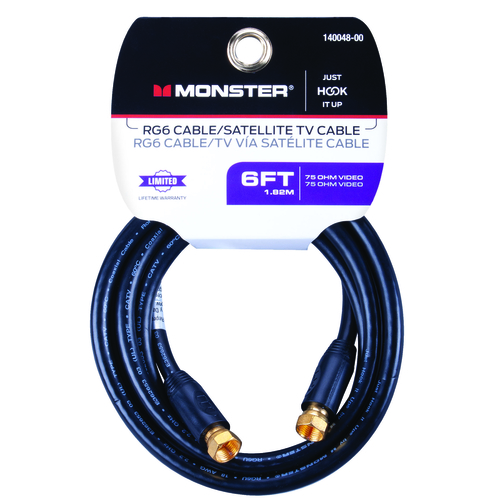 Video Coaxial Cable Just Hook It Up 6 ft. Black