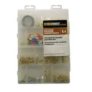 Hillman STEELWORKS L4 Brass-Plated Assorted Picture Hanging Set 10 lb 1 pk Hillman STEELWORKS L4 Brass-Plated Assorted Picture Hanging Set 10 lb 1 pk