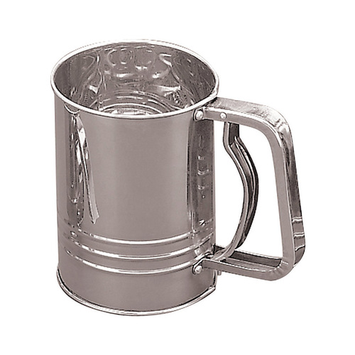 Flour Sifter Silver Stainless Steel 3 cups Silver