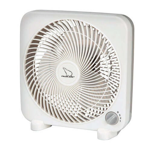 Polar Aire VF9PB Box Fan High Velocity 11.18" H X 9" D 3 speed White