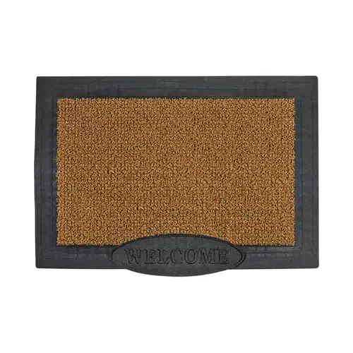 Door Mat 36" L X 24" W Black/Brown Welcome Indoor and Outdoor Polyethylene Nonslip Black/Brown