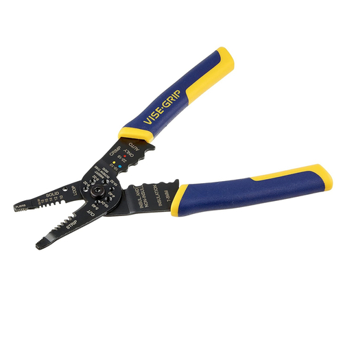 Wire Stripper, 22 to 10 AWG Wire, 10 to 22 AWG Cutting Capacity, 8-1/2 in OAL, ProTouch Grip Handle Blue/Yellow