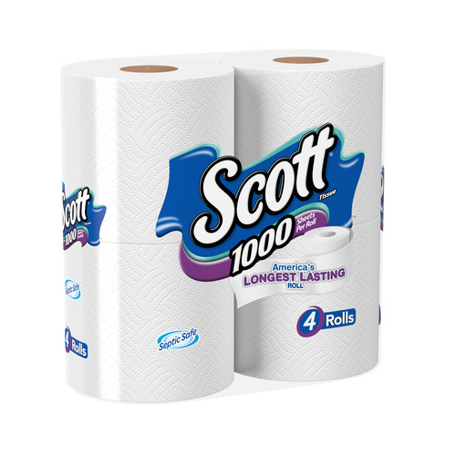SCOTT 10183 Scott Scott Bathroom Tissue White 4 Pack, 4000 Count