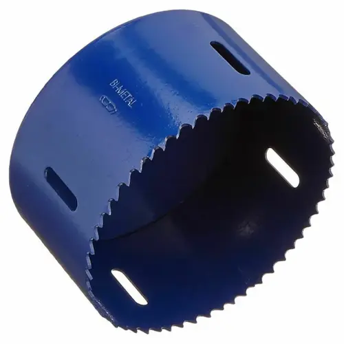 Hole Saw, 4-1/8 in Dia, 3/8 in Arbor, 4/6 TPI, HSS Cutting Edge Blue