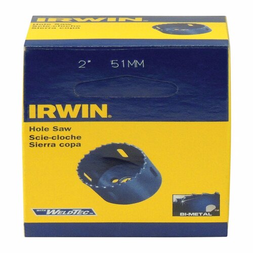 Hole Saw, 2 in Dia, 3/8 in Arbor, 4/6 TPI, HSS Cutting Edge Blue