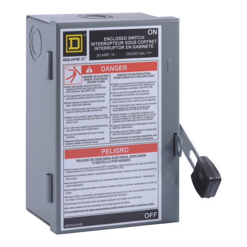 Fuse Safety Switch 30 amps Fusible 2-Pole