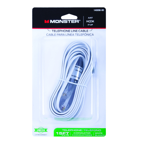 Monster 14009600 Modular Telephone Line Cable Just Hook It Up 15 ft. L