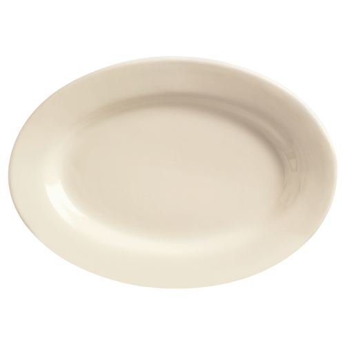 World Tableware Princess White 10.375 Inch X 7.375 Inch Cream White Rolled Edge Medium Rim Platter, 24 Each