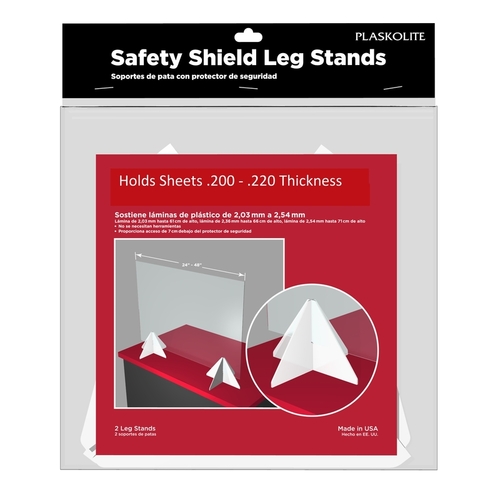 PLASKOLITE FG14748A Safety Shield Leg Stands Clear Single Acrylic 2.1" W X 4.9" L X 0.21" Clear
