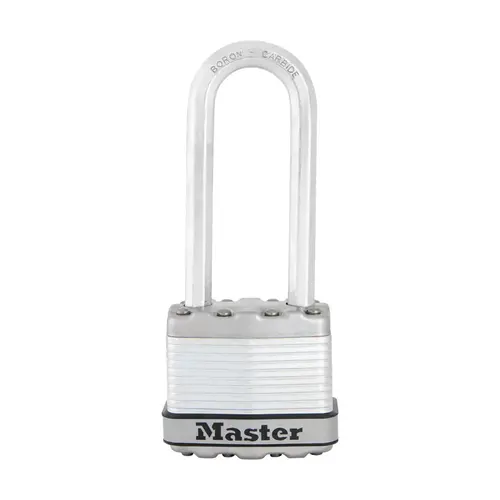 Padlock 1-9/16" H X 11/16" W X 1-3/4" L Laminated Steel Dual Ball Bearing Locking Padlo Silver