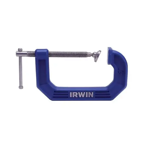 C-Clamp, 10 lb Clamping, 1-1/2 in Max Opening Size, 1-1/2 in D Throat, Steel Body, Blue Body