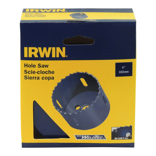 Hole Saw, 4 in Dia, 3/8 in Arbor, 4/6 TPI, HSS Cutting Edge Blue