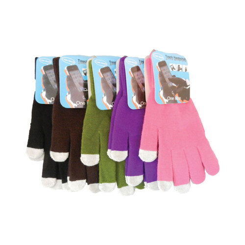 Diamond Visions 05-1134 Gloves One Size Fits All Acrylic Texting Assorted Assorted