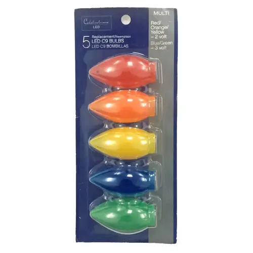 Christmas Light Bulbs LED C9 Multicolored 5 ct Replacement