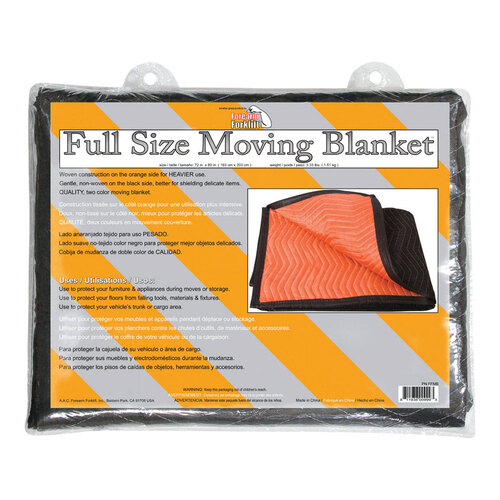 Forearm Forklift FFMB Movers Blanket 72" W X 80" L Orange/Black