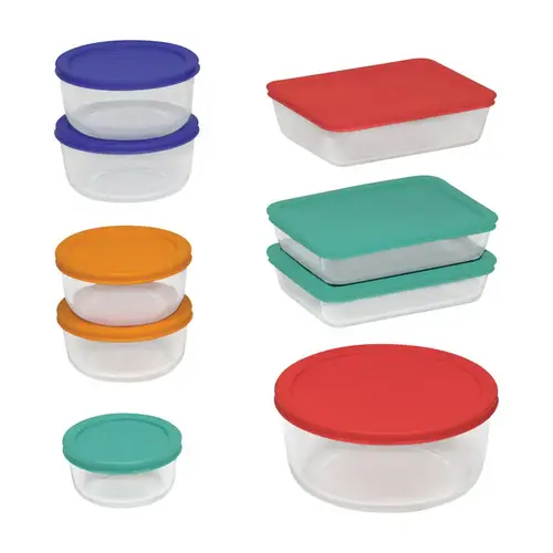 Simply Store Glass Storage Container Set with Lids (18-Piece) Clear
