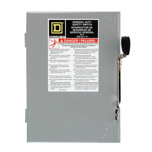 Square D D321NCP Fuse Safety Switch 30 amps Dual Function 3Pole