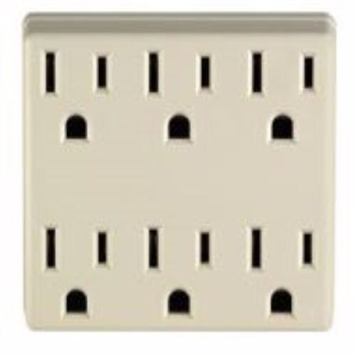 Leviton 6ADPT-00I Outlet Adapter Polarized 6 outlets Ivory