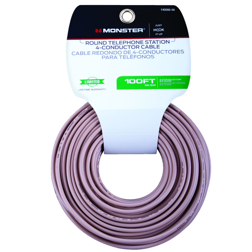Monster 140088-00 Telephone Station Wire Just Hook It Up 100 ft. L Ivory Ivory