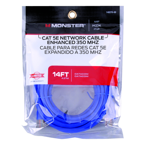 Monster 140270-00 Networking Cable Just Hook It Up 14 ft. L Category 5E Blue