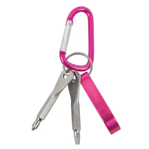 Carabiner Key Chain Aluminum Pink Pink - pack of 12